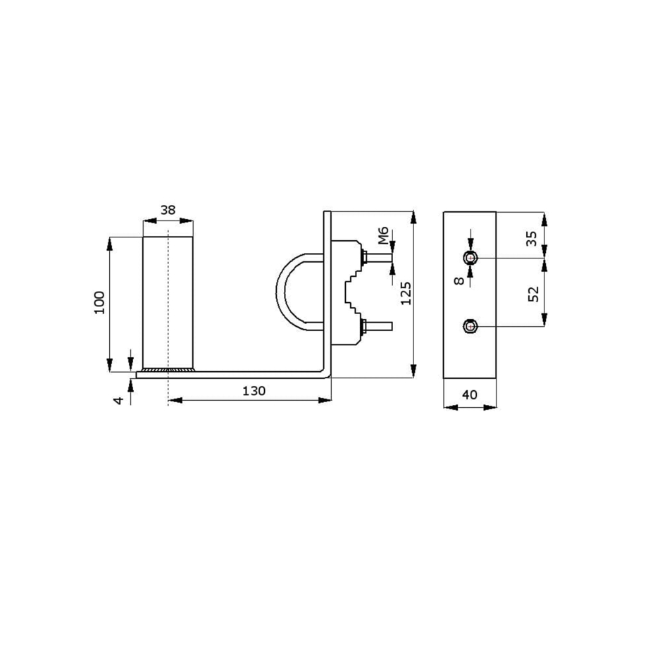 Mini Rohrhalterung Ø38mm L110