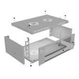 Serverschrank 19" 4U, 350mm, Glastür, grau