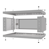 Serverschrank 19" 4U, 350mm, Glastür, grau