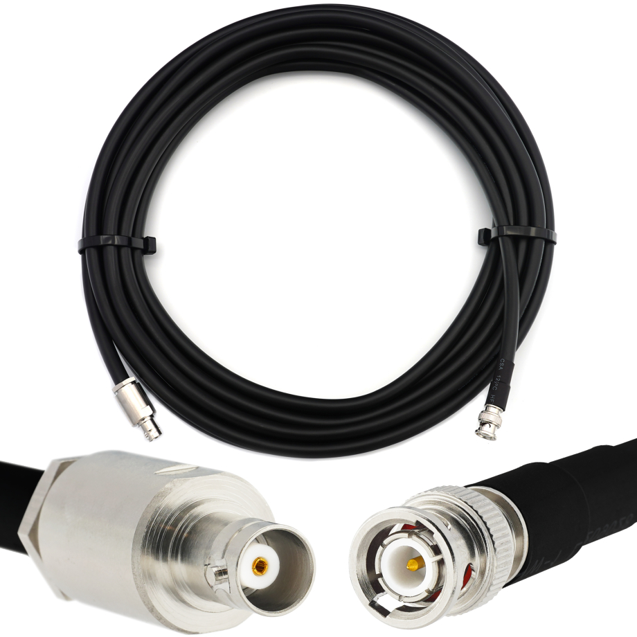 BNC Stecker auf BNC Buchse 10m elastisch Koaxialkabel —  entspricht LMR400 UF UltraFlex