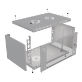 Serverschrank 19" 6U, 350mm, Glastür, grau