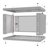 Serverschrank 19" 6U, 350mm, Glastür, grau