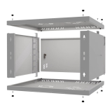 Serverschrank 19" 6U, 450mm, Volltür, grau