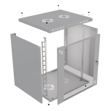 Serverschrank 19" 12U, 450mm, Glastür, grau