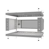 Serverschrank 19" 4U, 450mm, Glastür, grau