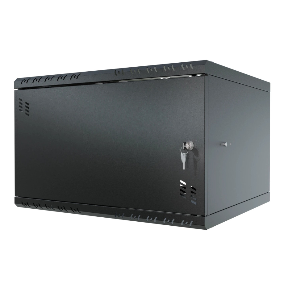 Serverschrank 19" 6U, 450mm, Volltür, schwarz